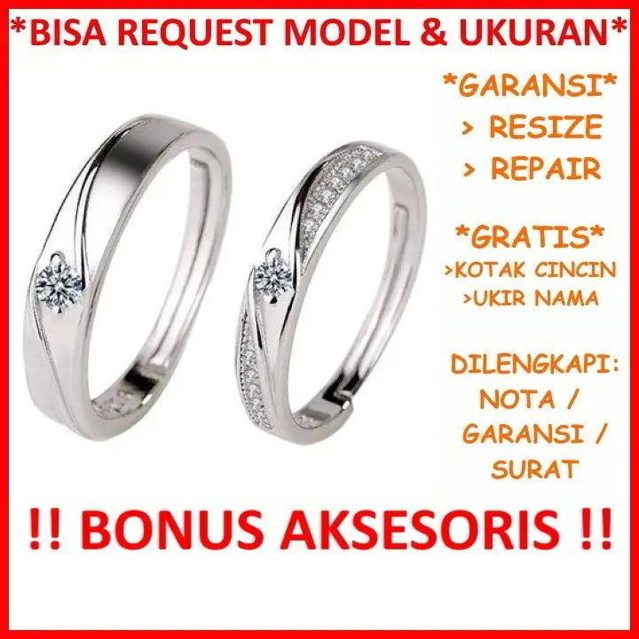 Garansi Silver Asli Gratis Tulis Ukir Nama Bisa Pesan Model Cincin Tunangan Perak Couple Kawin Id195 Lazada Indonesia