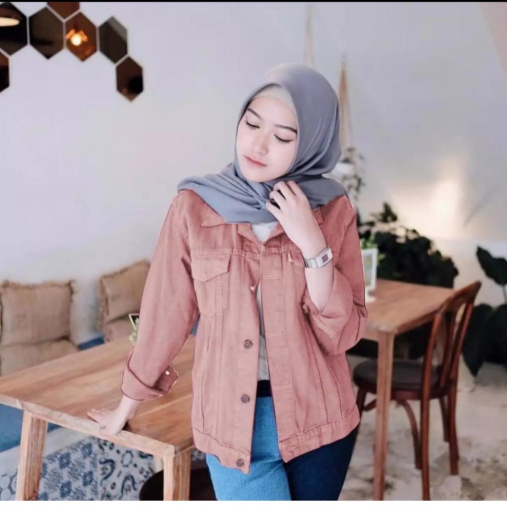 D1NY COLLECTION Jaket Jeans Denim Wanita Trendy Aneka Warna / Hijau, Maroon, Peach, Mint / HOT ITEM