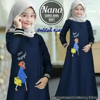 Delilah Dress Kids Bahan Mosscrape 6 7 Tahun Gamis Anak Perempuan Gamis Anak Setelan Anak Atasan