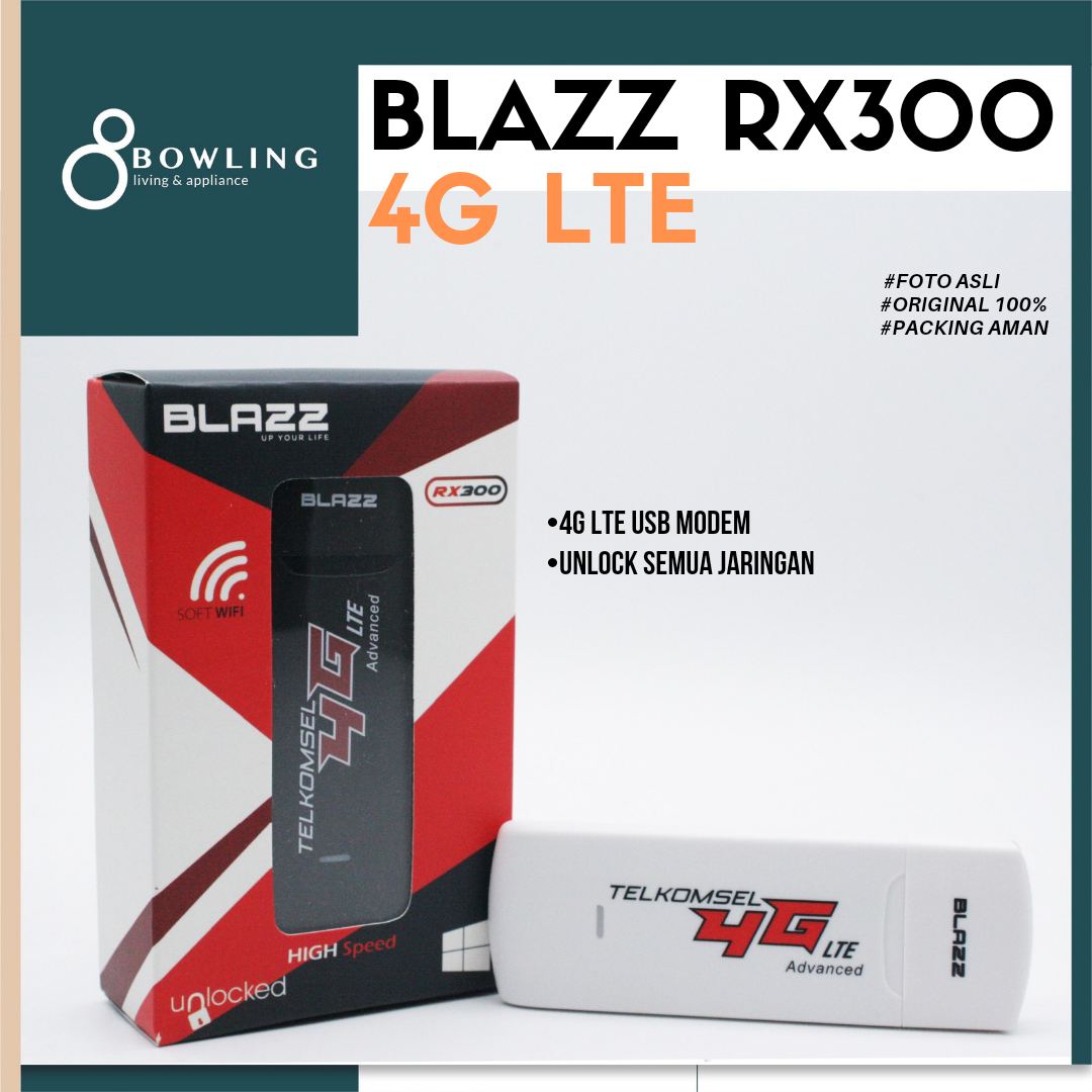 BLAZZ RX300 4G LTE USB MODEM UNLOCKED SEMUA OPERATOR 4G INDONESIA ...