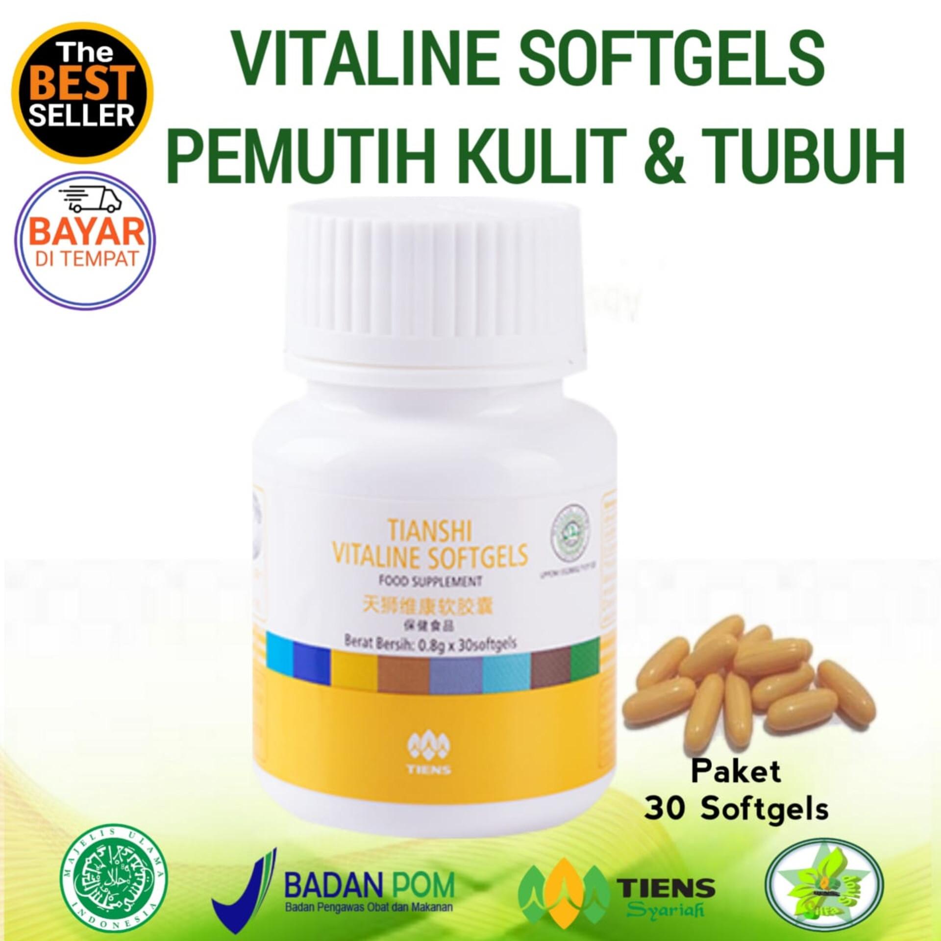 Tiens Vitaline Softgels Nutrisi Pemutih Wajah Tubuh Herbal AlamiTerbaik 30 Kapsul Promo Gratis Kuas