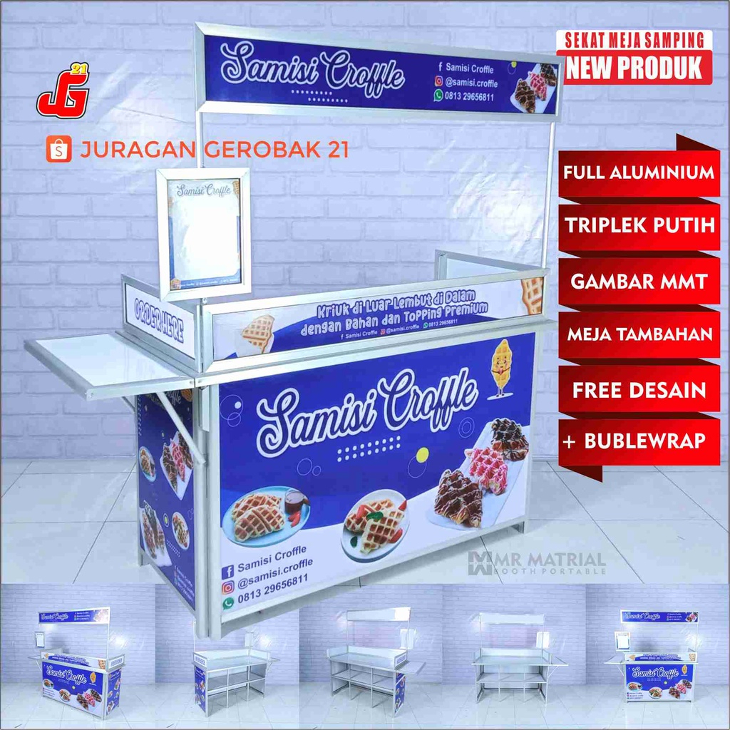 Booth portable Jumbo Sekat Meja Samping Gerobak Lipat Meja Usaha ...