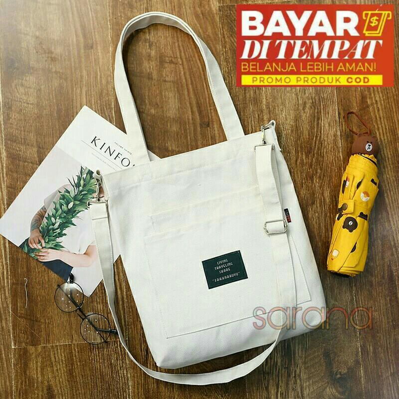 Tote Bag 2 in 1 Simple/Tote Bag Canvas/Tote Bag Kanvas/Tas Slempang Wanita/Tote Bag Unisex