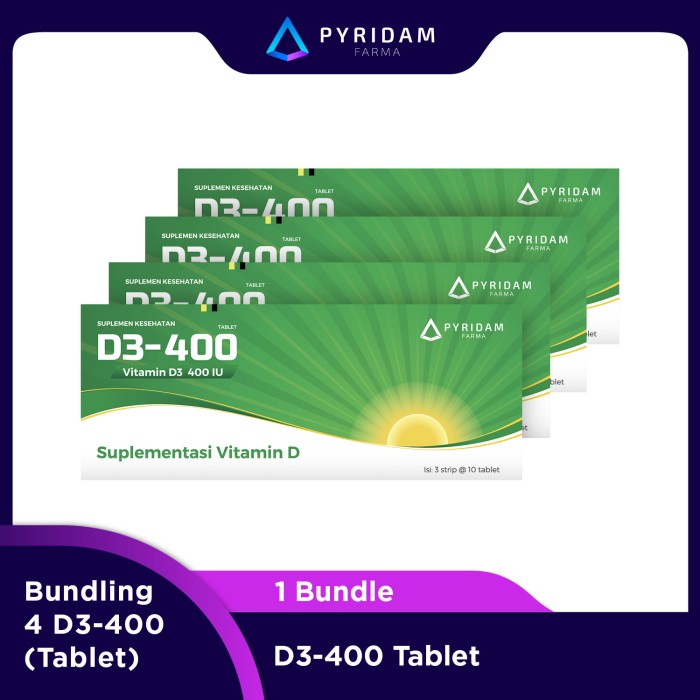 bundle 4 d3400 suplemen vitamin d3 (D7C6) vitamin d3 1000ui vitamin d3