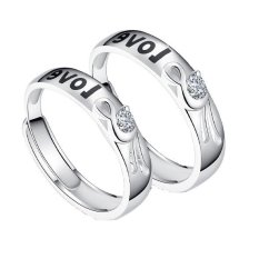 Fashion Crystal 925 Sterling Silver Cincin Pasangan untuk Hadiah (Silver)