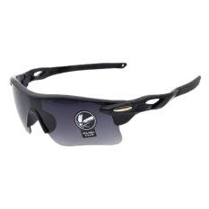 Fashion Pria Olahraga Luar Ruangan Bersepeda Eyewear Goggle Kacamata Sepeda Roda Dua Double Lensa Abu-abu dan Hitam Frame