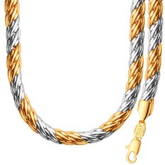 Fashion Sederhana Unik Design18K Berlapis Emas Platinum Tow Warna Kalung Gelang Set untuk Wanita/Pria Hadiah NB60089-Intl