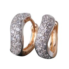 Fashion Desain Unik Emas Anting Platinum dengan Putih Batu Kristal untuk Wanita Cincin Anting Fashion Perhiasan