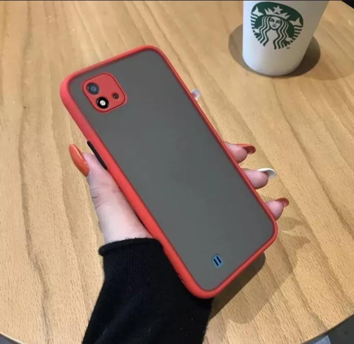 XINYEXIN Cover Per Realme C11 (2021) E C20, Custodia Traslucida Antiurto Con Anello Porta 360° E Supporto Magnetico, Nero/Rosso
