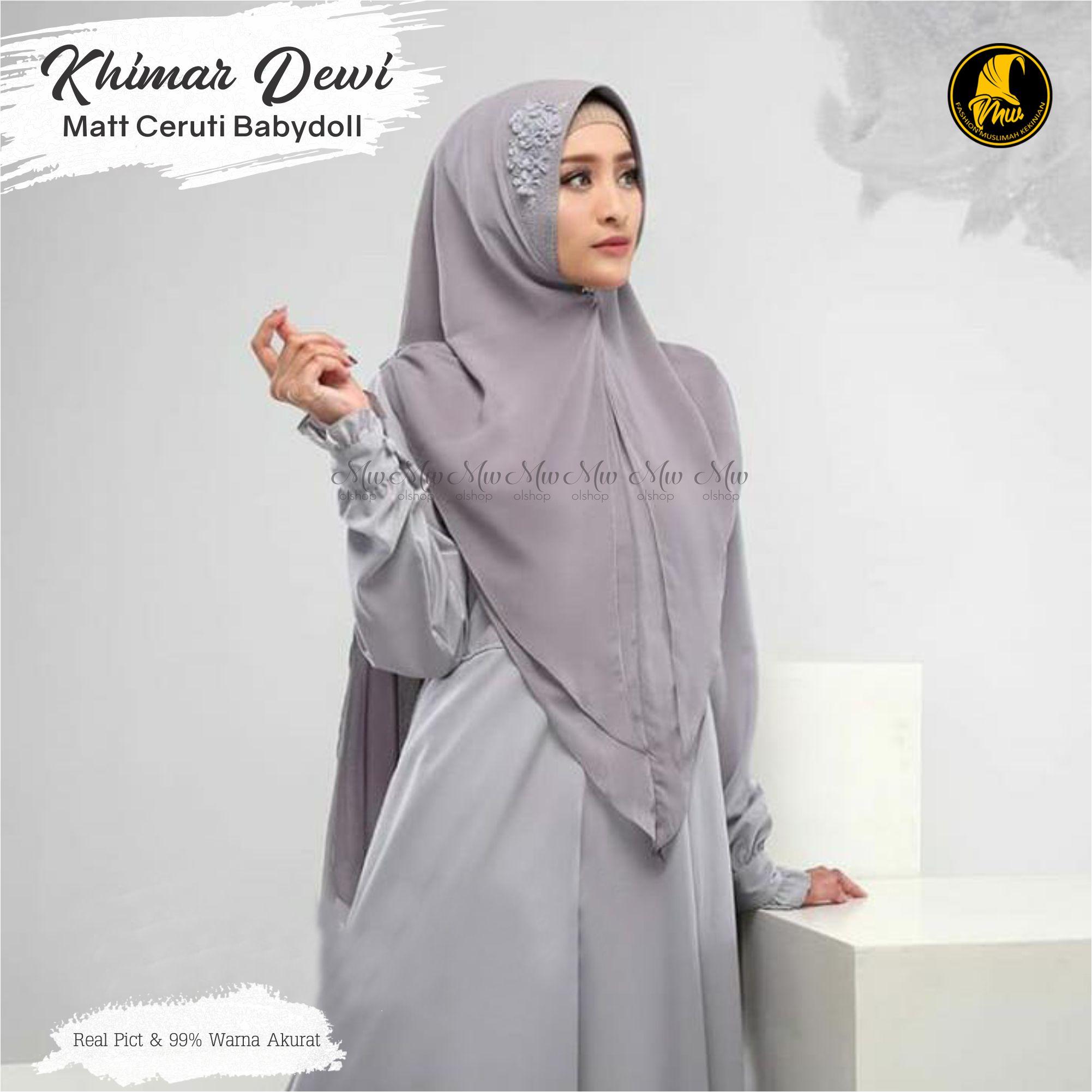 Khimar Syari Model Pinguin Polos 2 Layer Bahan Ceruti Babydoll - KHIMAR DEWI