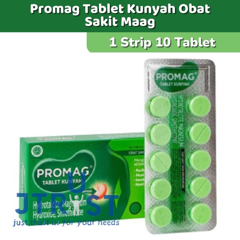 Promag Tablet Kunyah Obat Sakit Maag 1 Strip 10 Tablet Obat Kembung