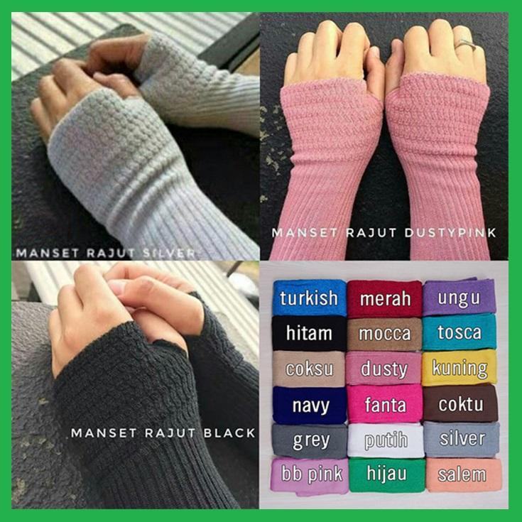 Handsock Rajut Manset Rajut Jempol Premium 35 cm Sampai Sikut