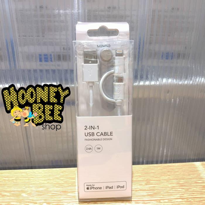 Miniso - 2IN1 KABEL CHARGER FOR APPLE 1M KABEL DATA APPLE MULTIFUNGSI
