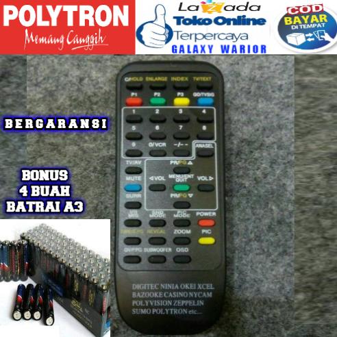 POLYTRON Remote - Remote TV Tabung POLYTRON MINIMAX + Free baterai A3 4 Buah.