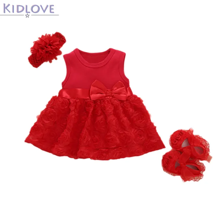 Baby frock with headband and shoes Clearance
