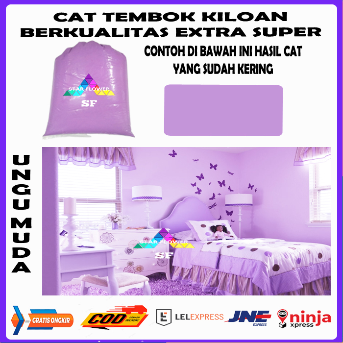 CAT TEMBOK KILOAN WARNA HIJAU TOSKA / CAT TEMBOK KILOAN WARNA UNGU MUDA