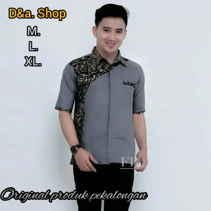 Kemeja Pria Lengan Pendek Kombinasi Baju Pria Polos Kombinasi Batik Motif Slempang Krmrja Pria Slimfti Batik Baju Pria Lengan Pendek Kemeja Pria Hem Batik Pria Lengan Pendek Motif Slempang Lazada Indonesia