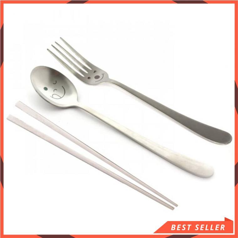 Uchii Smiley Adults Cutlery Set | Paket Sendok Garpu Sumpit Stainless / Paket Peralatan Makan Kualitas Terbaik / Alat Dapur / Perangkat Penyaji / Alat Penyaji Makanan