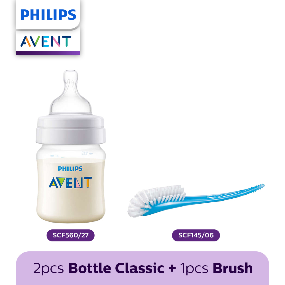 Philips Avent Bottle 2Pcs SCF560/27 Nipple Brush SCF145/06 Set Botol