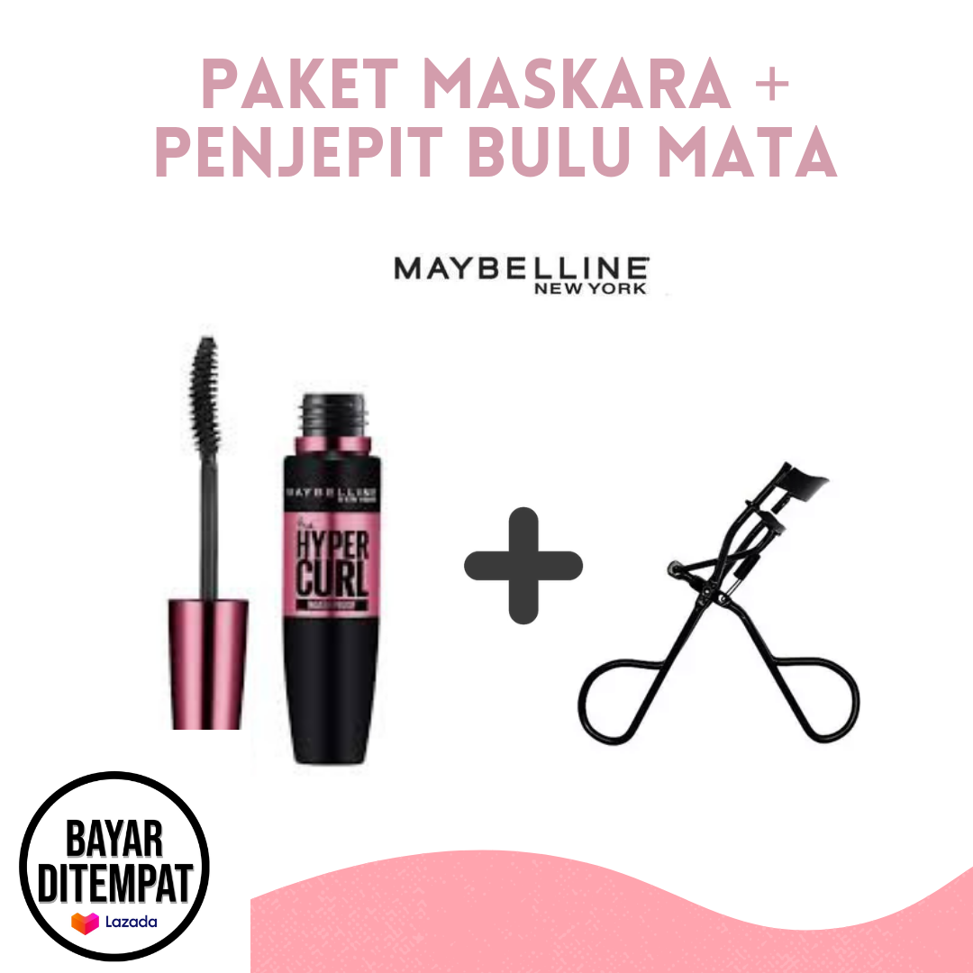 Paket 2in1 Mascara Maybelline + Penjepit Bulu Mata paket mata cantik
