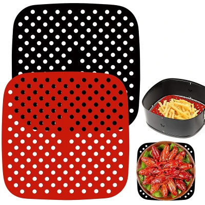 D5JKY Kitchen Square Reusable Non-Stick Grill Pad Oil Mats Air Fryer Liners Baking Tools