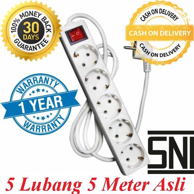 ATN Stop Kontak 5Lubang Colokan + Kabel 5M - Asli Tembaga