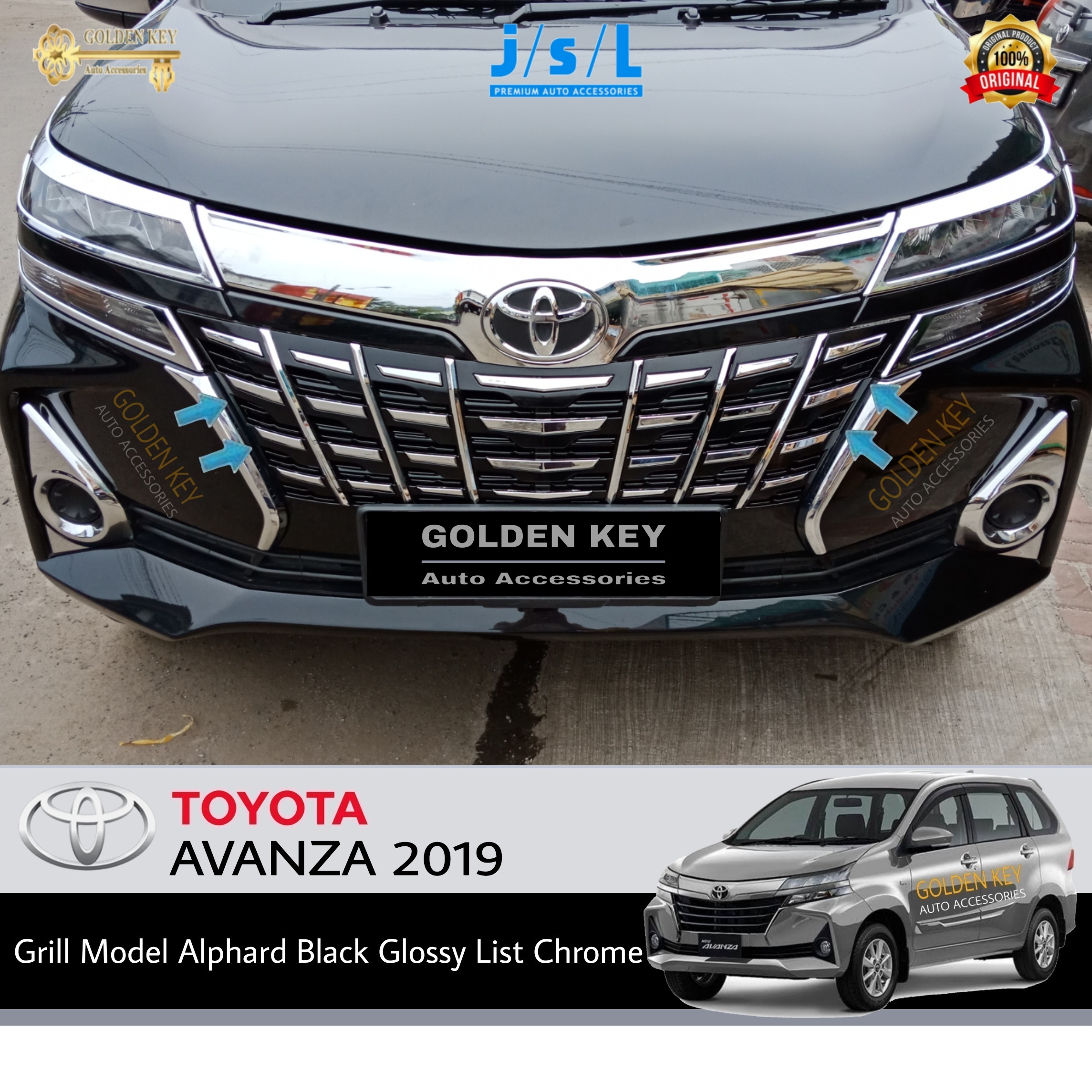 JSL Grill Avanza 2019 Front Grille Model Alphard Black Glossy List Chrome Lazada Indonesia