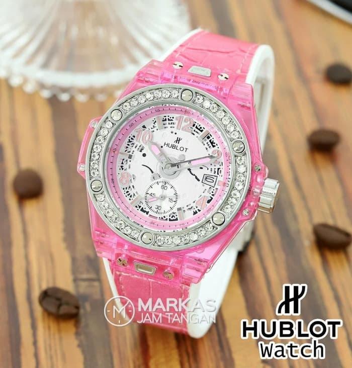 Jam Tangan Wanita HUBLOT Big Bang Ring Diamond Leathers Strap Watch