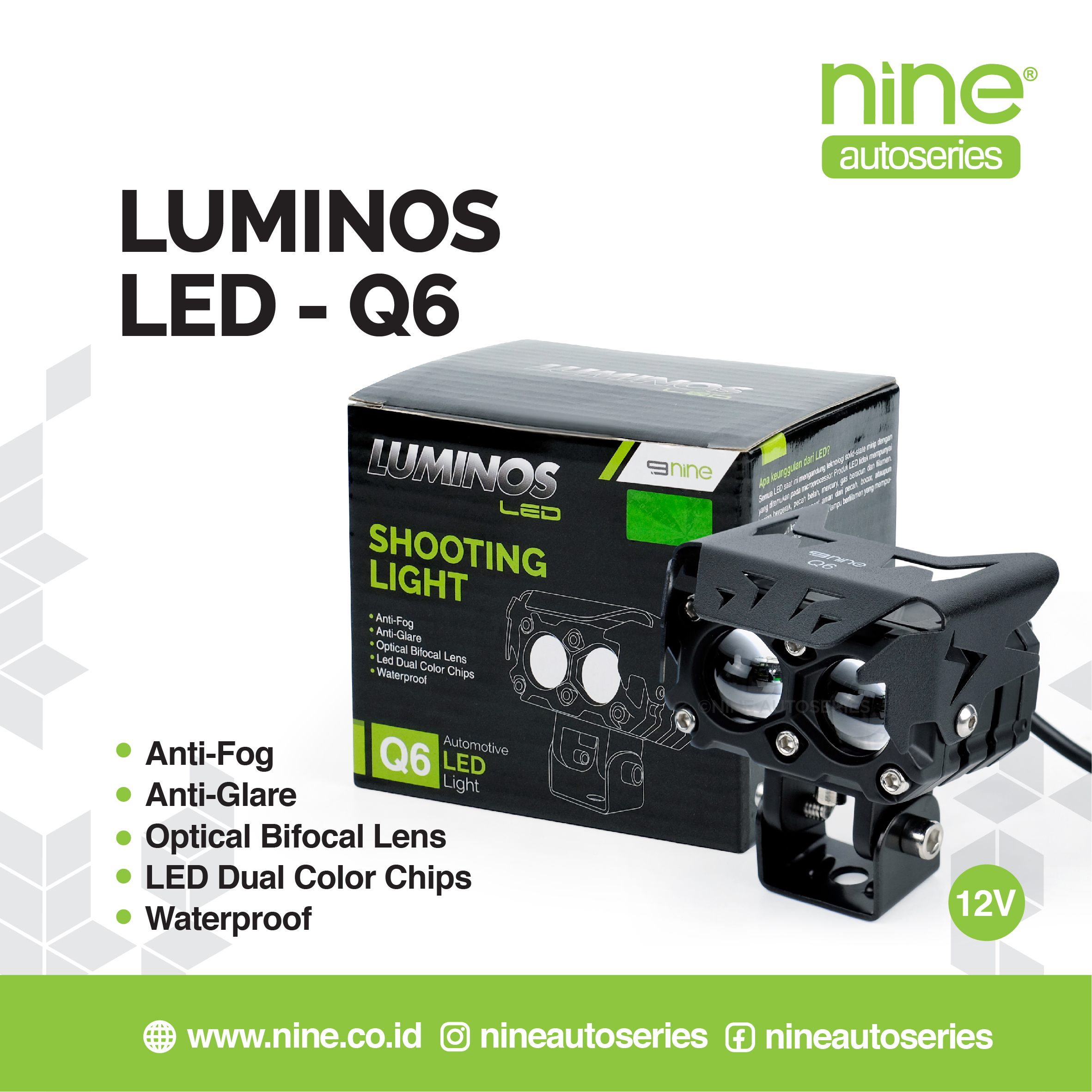 LAMPU SOROT / TEMBAK LED SHOOTING LIGHT NINE LUMINOS Q6 NINE
