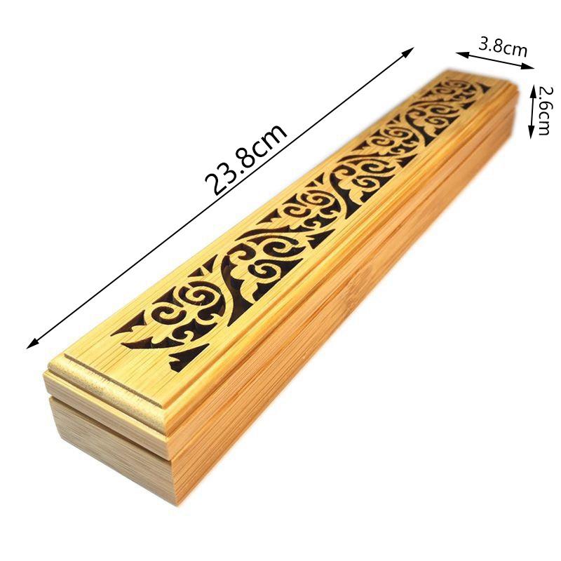 Bamboo Incense Burner Hand Carving Hollow Stick Incense Plate Holder Joss Stick Box Lying Censer
