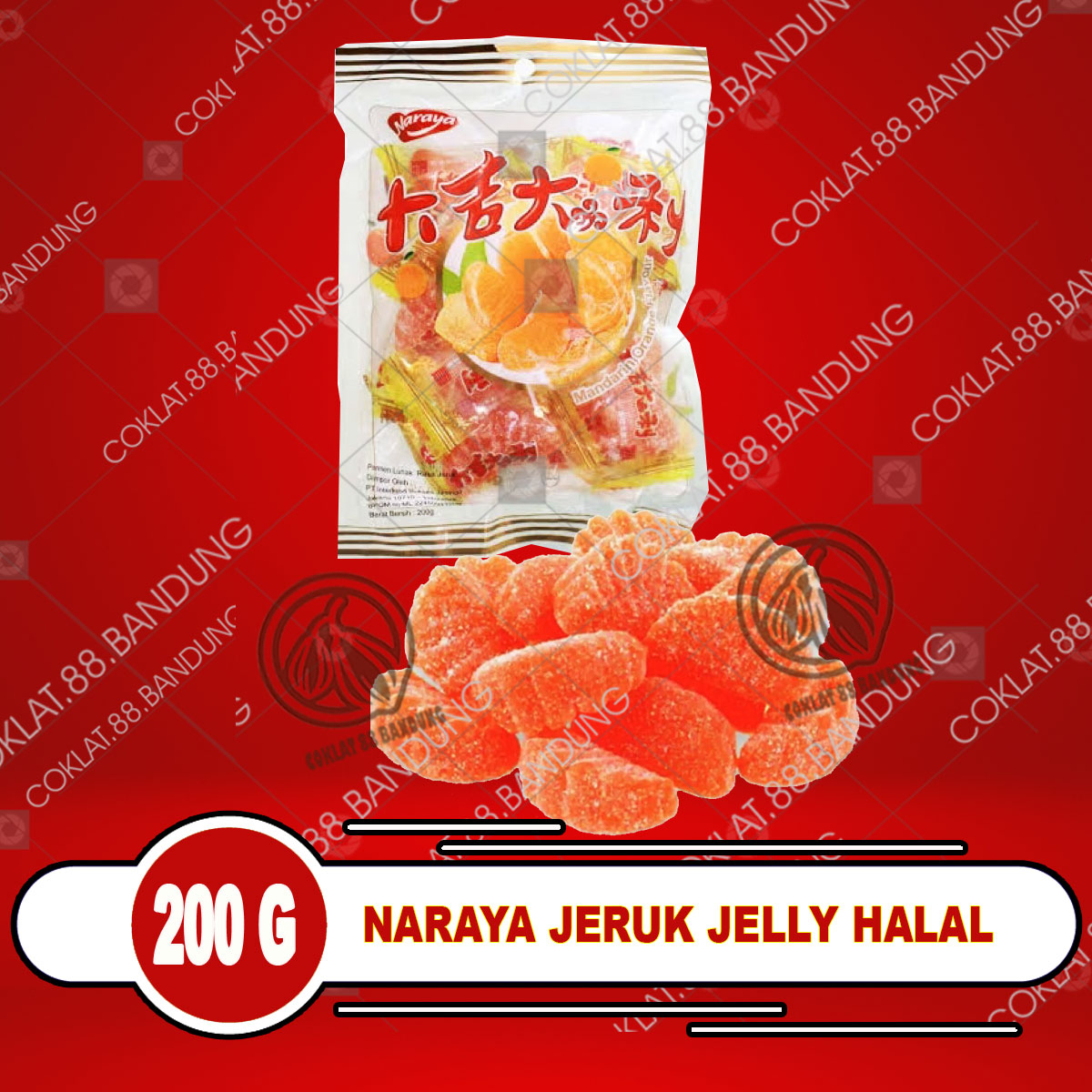 NARAYA JERUK 200GR HALAL, NARAYA JELLY JERUK MANDARIN 200 GR, PERMEN