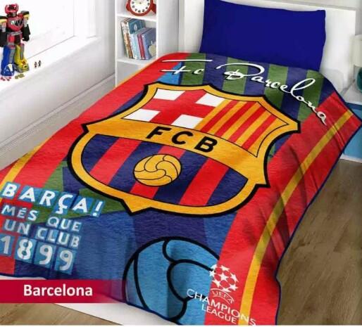 Selimut Motif Bola Barcelona 3D Kualitas Import ukr 150x200 100% POLIESTER