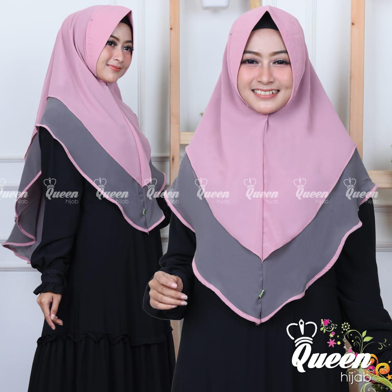 Hijab/Jilbab Instan Model Bergo terbaru termurah dan Terlaris / Kerudung Wanita cerutty dua layer dua warna / DnK Jaya