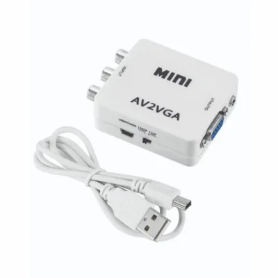 RCA Converter AV To VGA Konektor Adaptor Mini Konverter AV Ke VGA