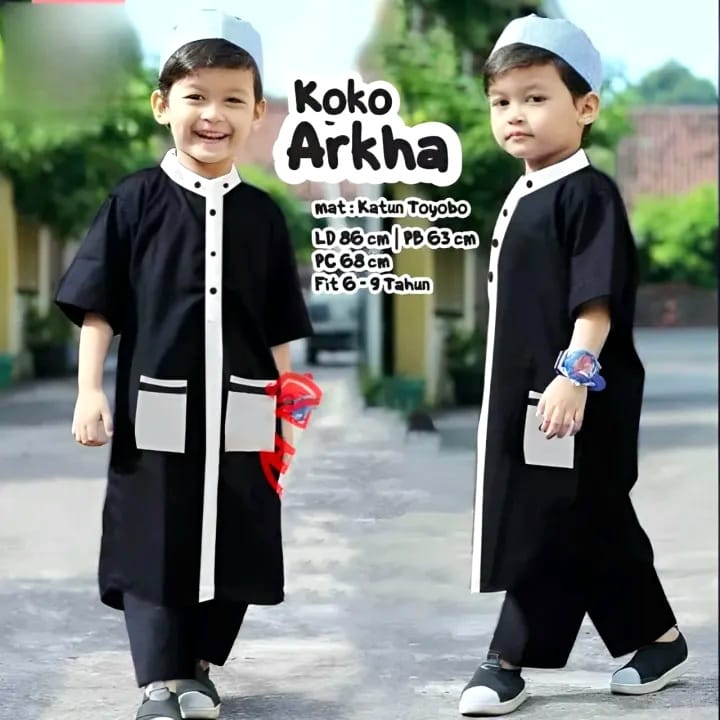 BAJU MUSLIM ANAK SETELAN KOKO ANAK LAKI LAKI PLUS PECI TERBARU 1-12