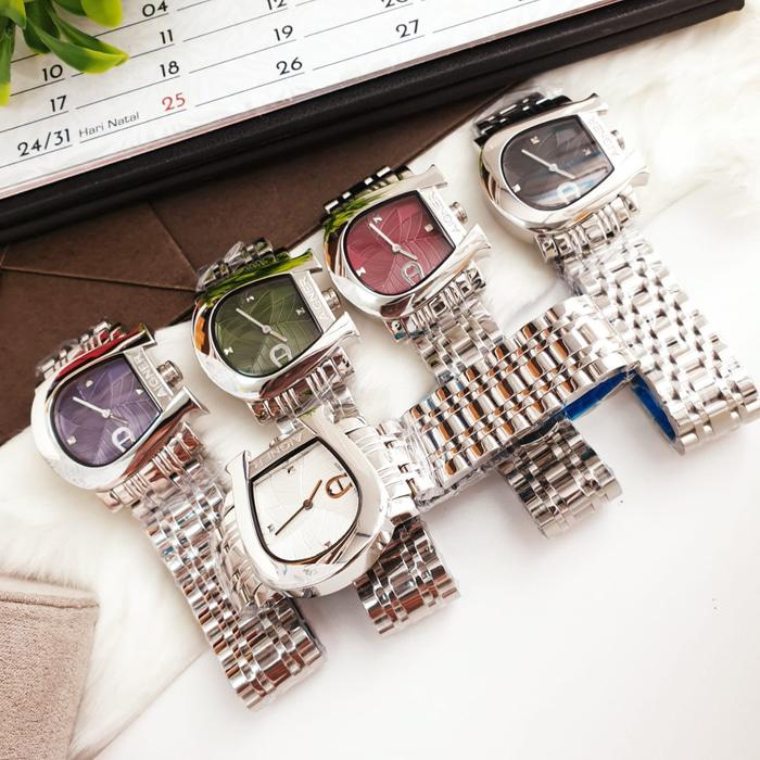 Jam Tangan Wanita Merk Aigner Genoa A1800 Silver Batrai S.Steel Free Y