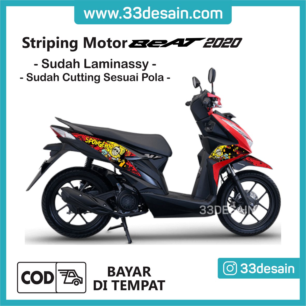 Aksesoris Stiker Motor Sticker Striping Motor Beat Esp 2020 8 Spongebob 33Desain Lazada Indonesia