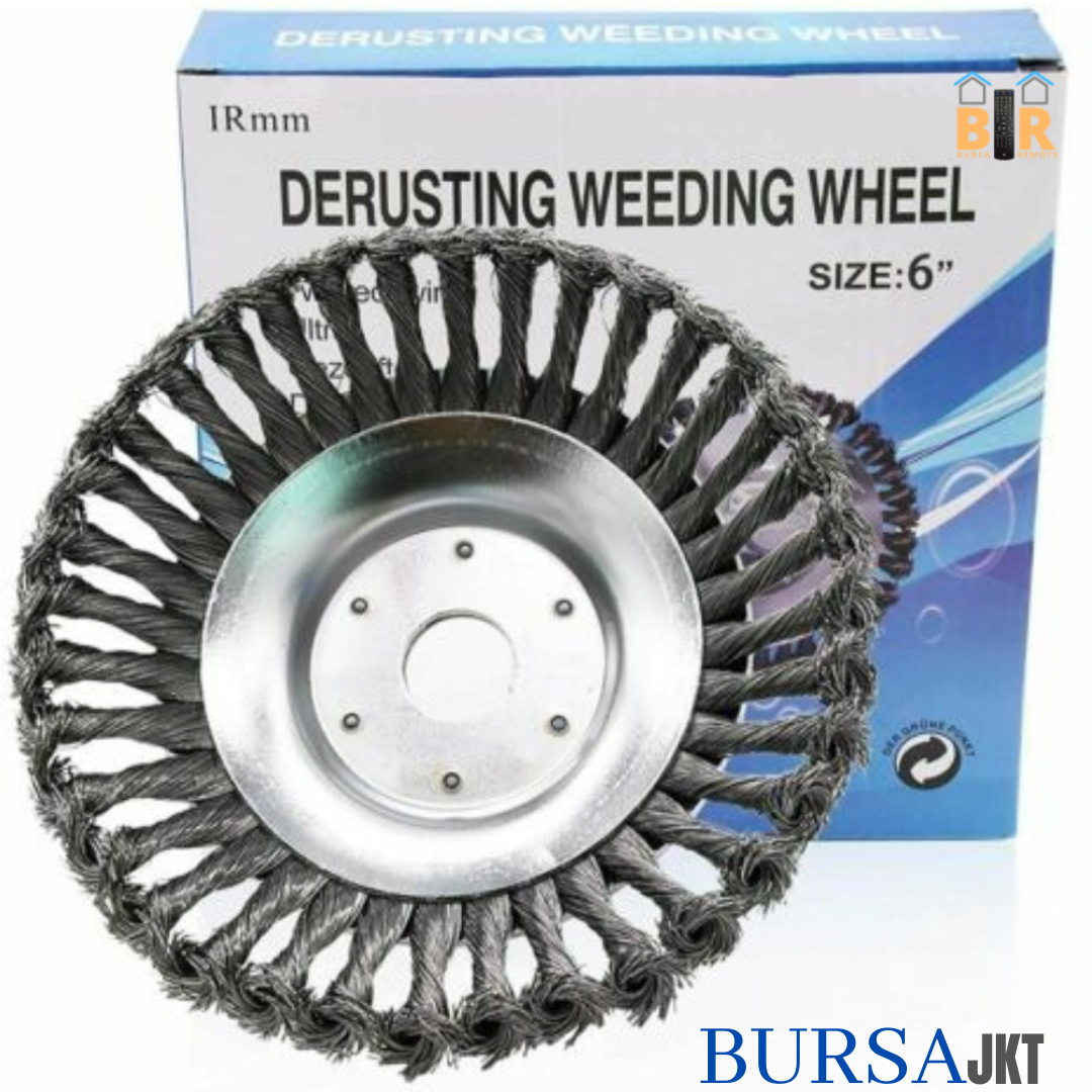 DERUSTING WEEDING WHEEL 6 INCH MATA GERINDA PEMOTONG RUMPUT FULL KAWAT