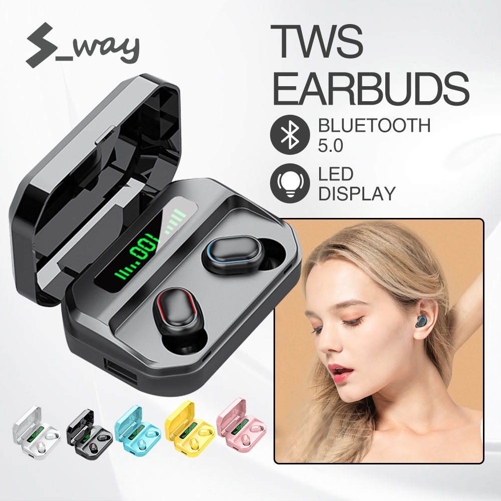 Tai Nghe Không Dây S-way Bluetooth 5.0 TWS Tai Nghe Cảm Ứng Kỹ Thuật Số Điều Khiển Hiển Thị Thể Thao Xách Tay Tai Nghe, Phiên Bản Cực Đoan