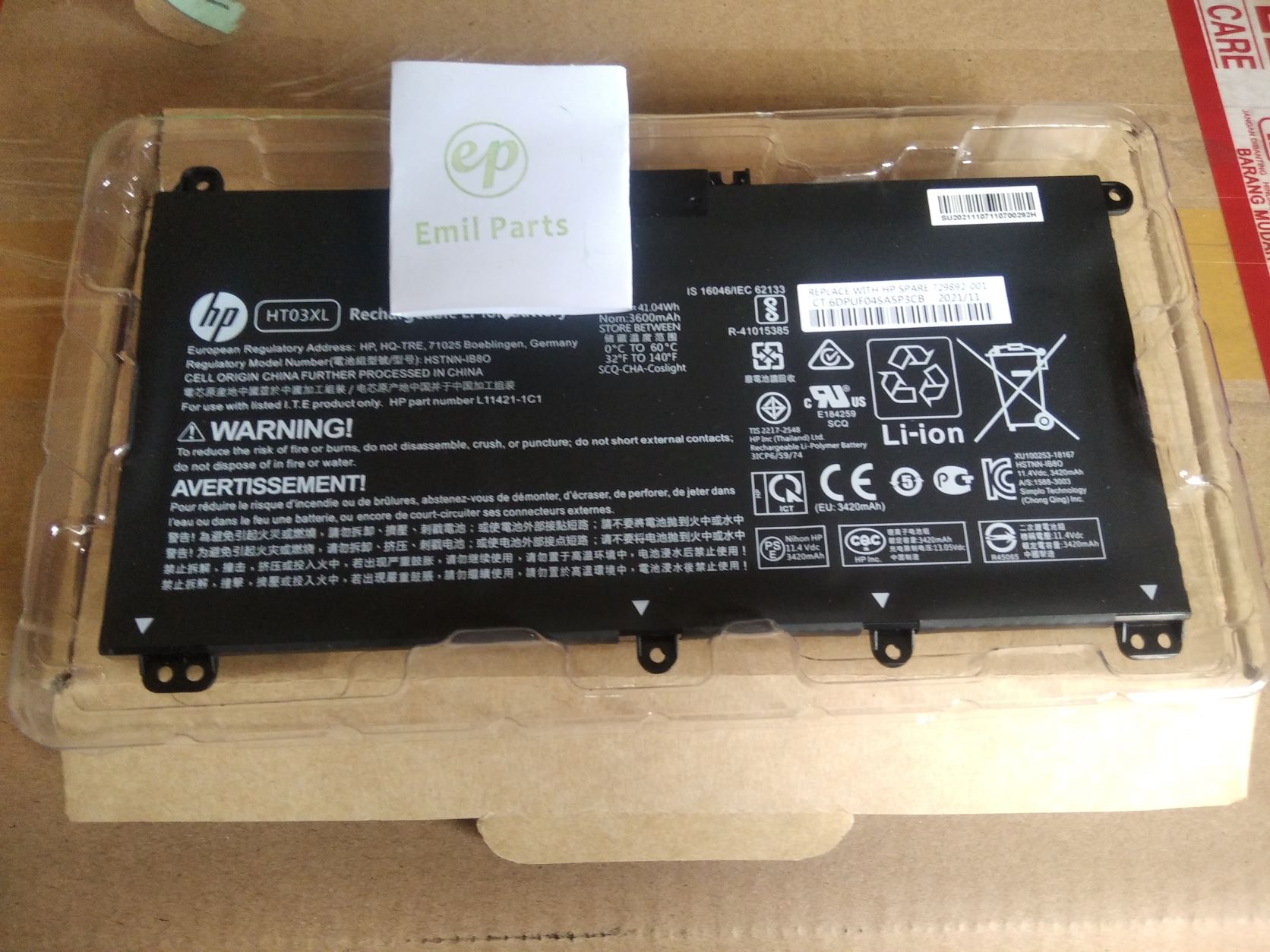 Batteria BLESYS RTL8821CE HT03XL Per HP 14-cm0xxx, 14-ck0xxx – 11.55V 3470mAh, Compatibile Con 14-ck2018tu E 14-cm0045na
