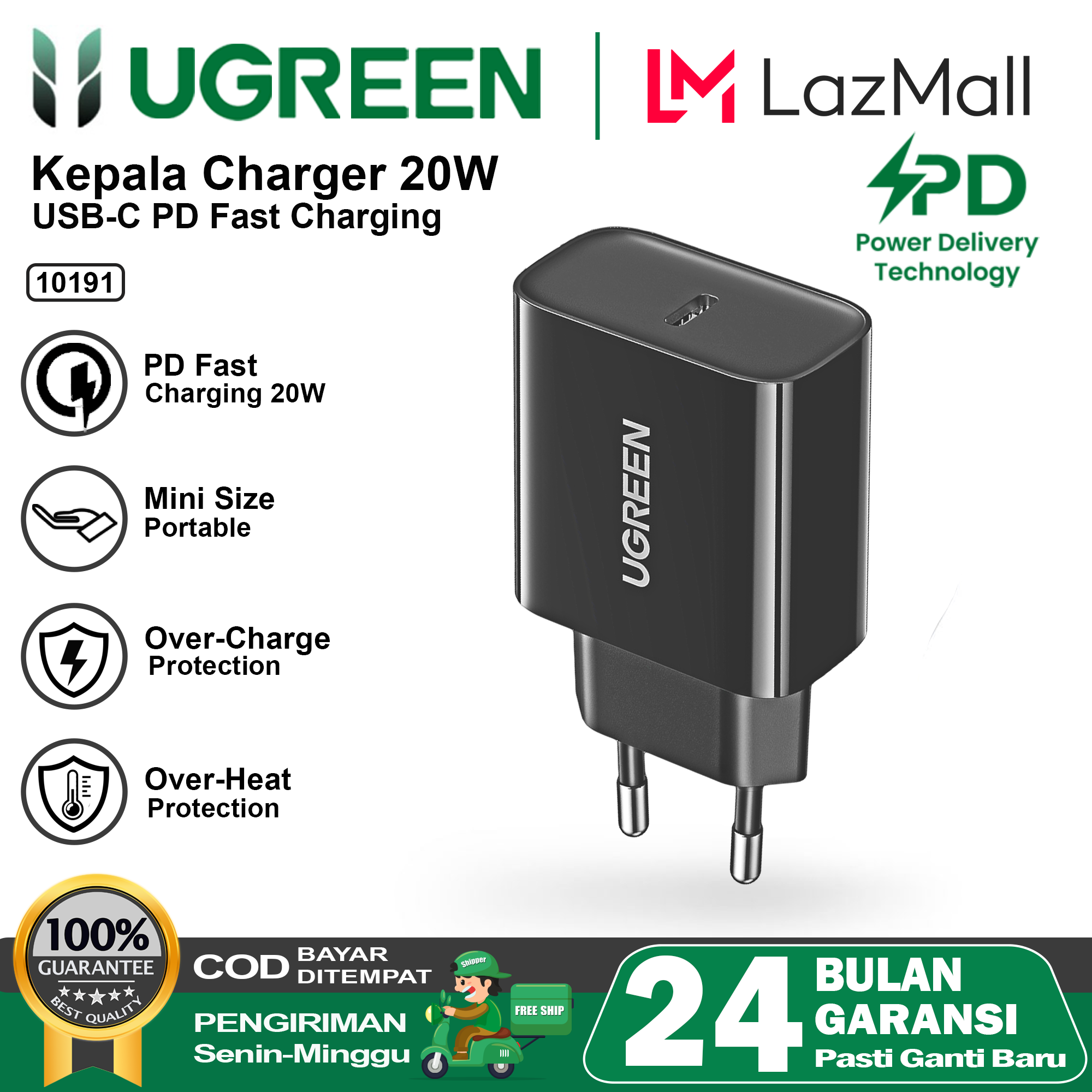 Ugreen 10191 20W USB-C Charger Black