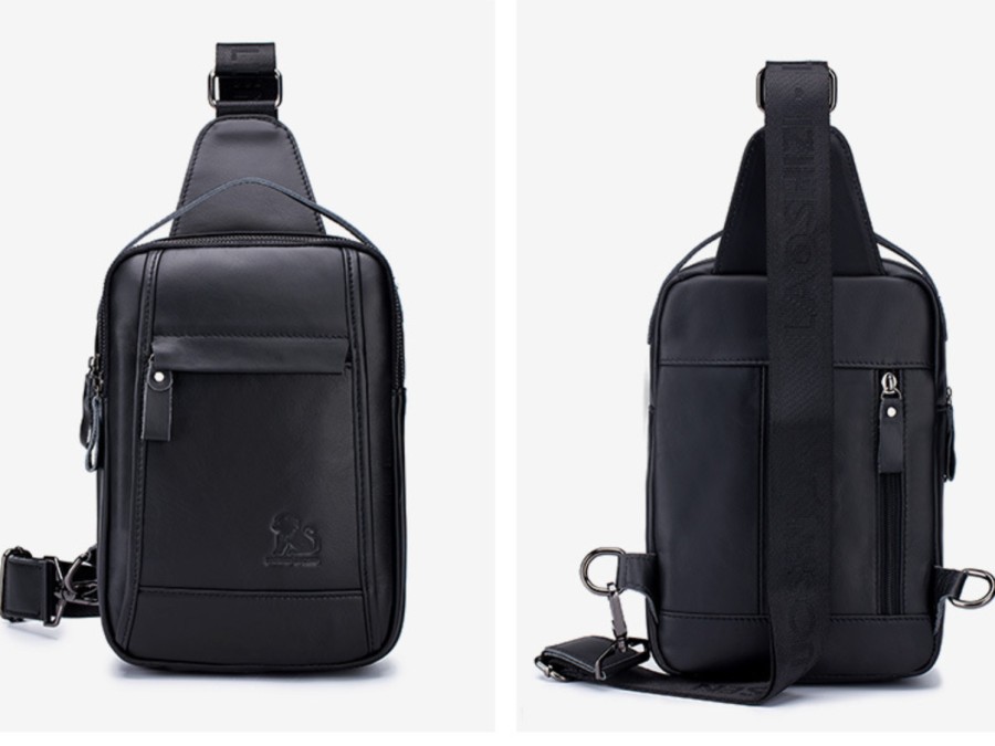 LAOSHIZI LUOSEN Tas Selempang Pria Bahan KULIT SAPI ASLI IMPORT