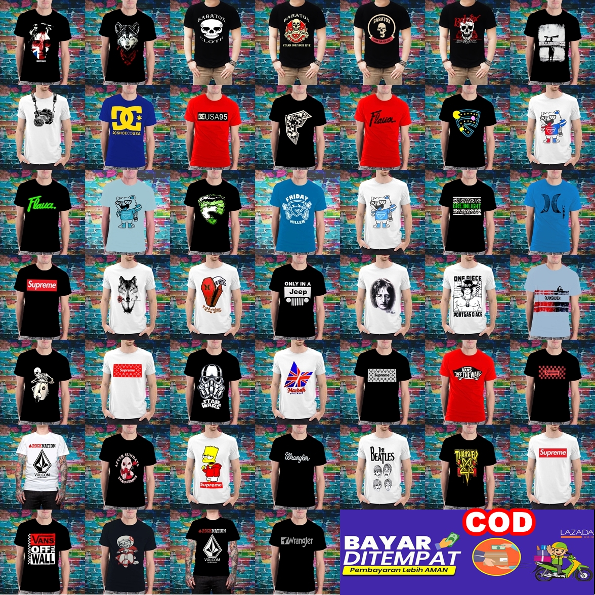 COD Grosir Kaos distro murah babatox Pria / Wanita M L XL XXL 100% T-shirt termurah free ongkir outlet shop jumbo big size lengan pendek bandung