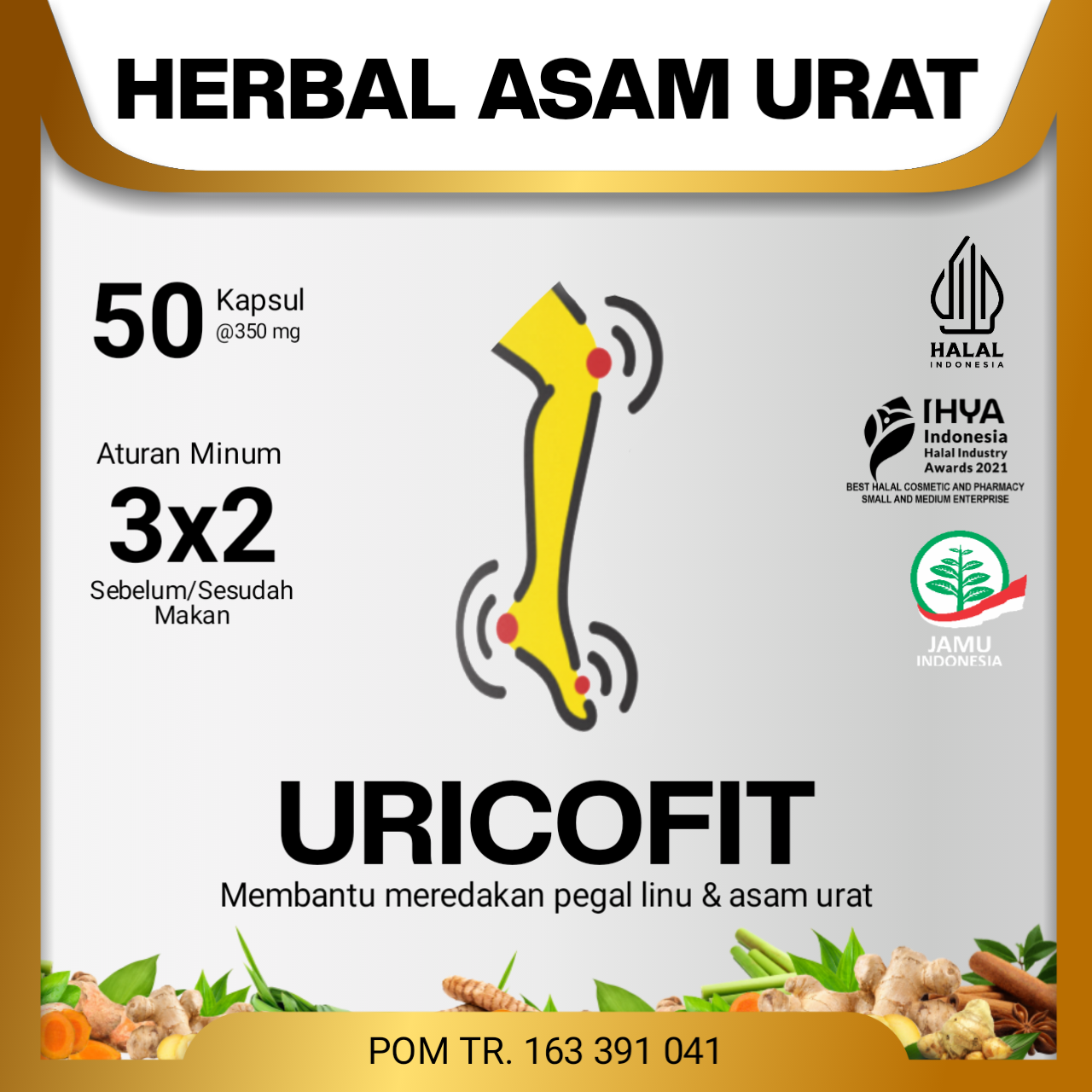 Uricofit Naturindo Fit Jamu Herbal untuk Mengatasi Asam Urat Bengkak di
