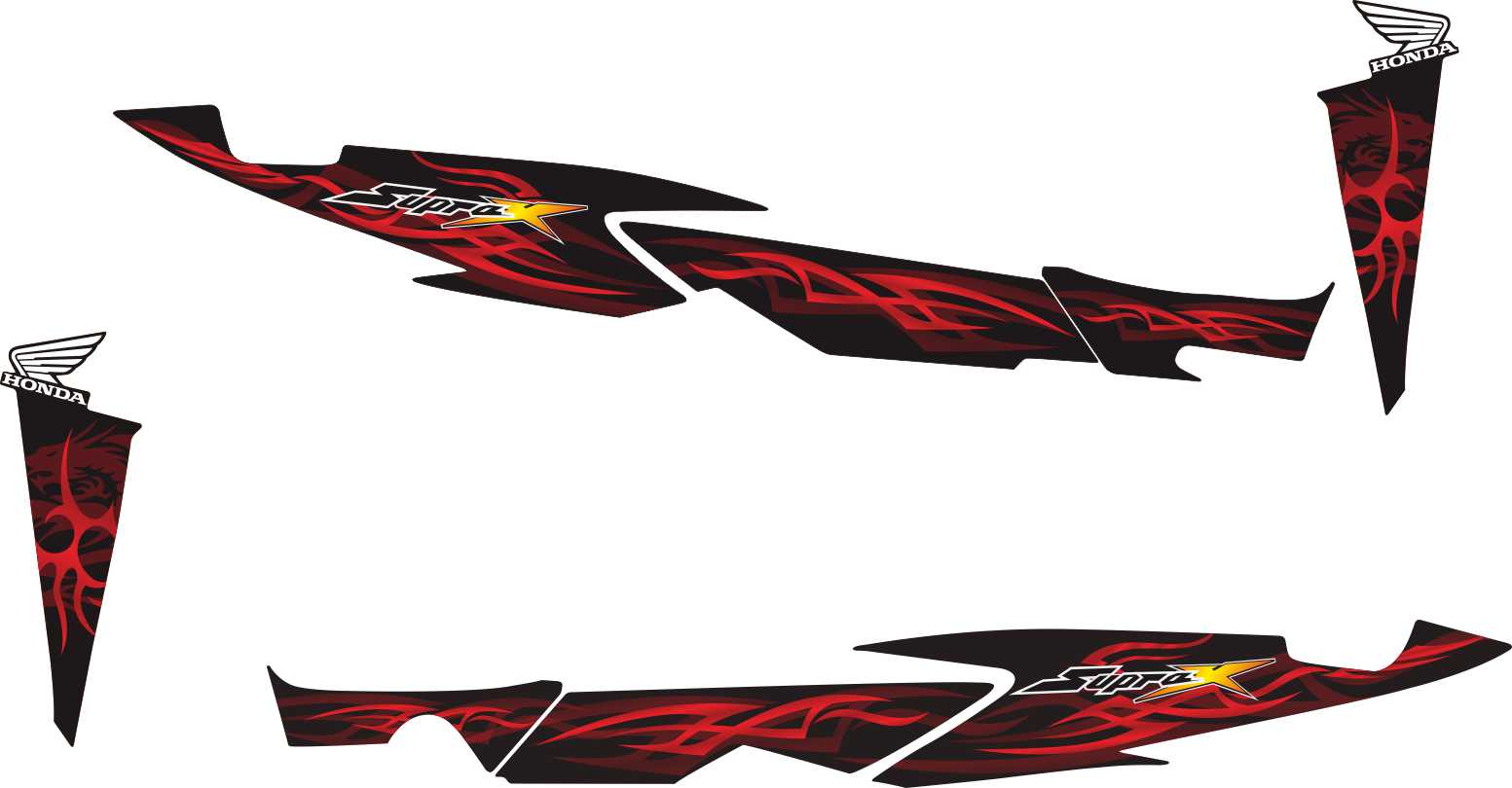 Modif Stiker Supra X 125 Tribal Red Grade B Lazada Indonesia