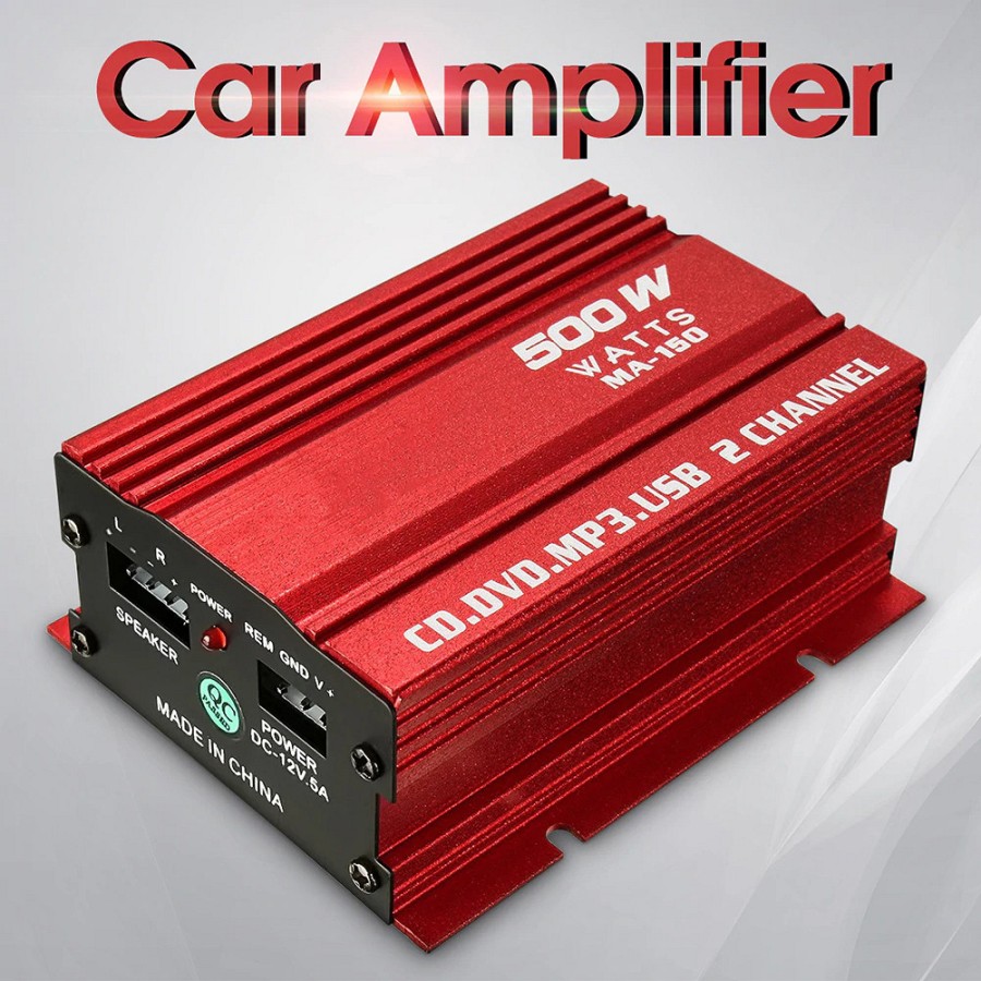Audio Power Amplifier Car MP3 Portable 500W 12V Mini 2CH HiFi Stereo