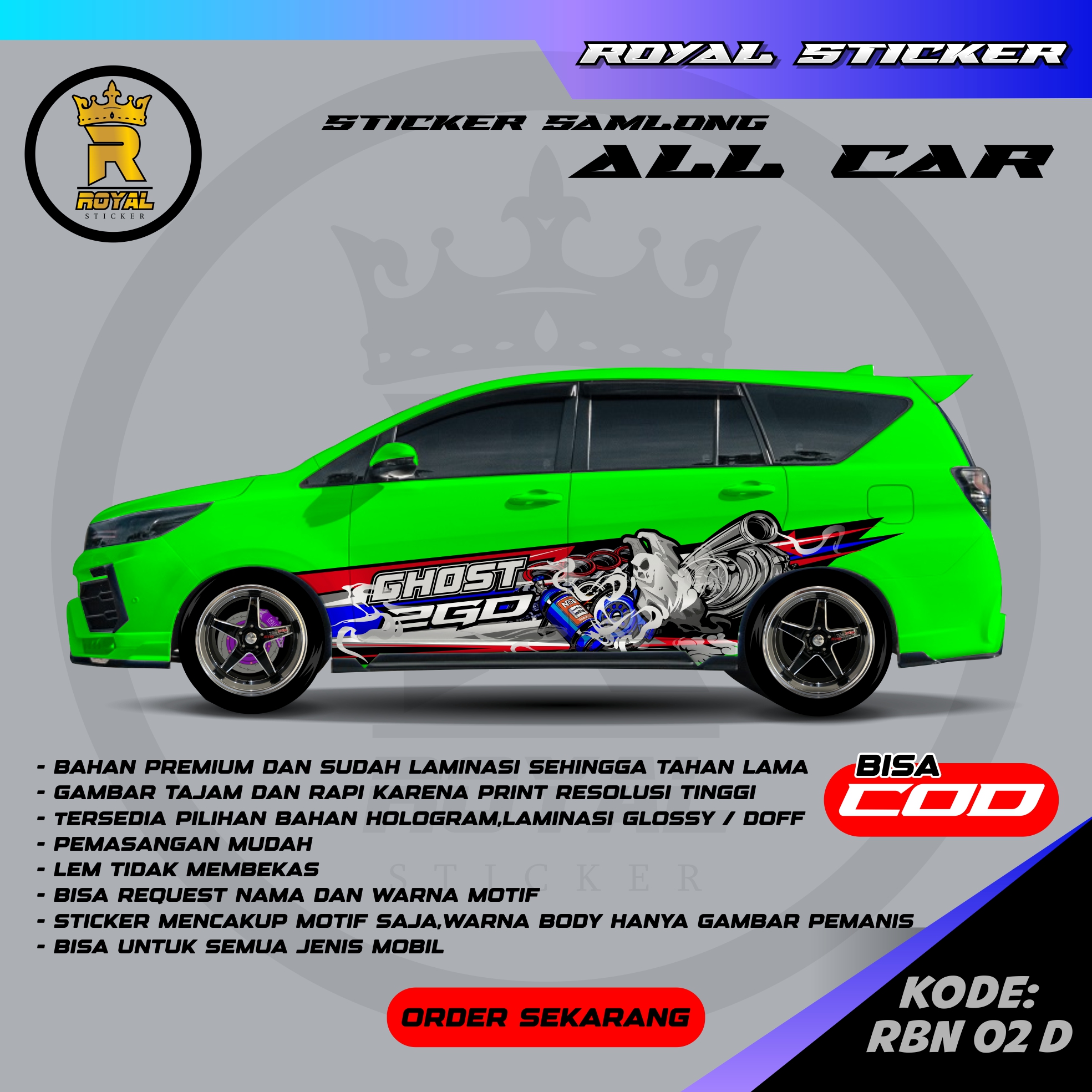 RBN 2-STIKER THAILOOK GHOST SIAP PAKAI SEMUA JENIS MOBIL-STIKER DECAL ...