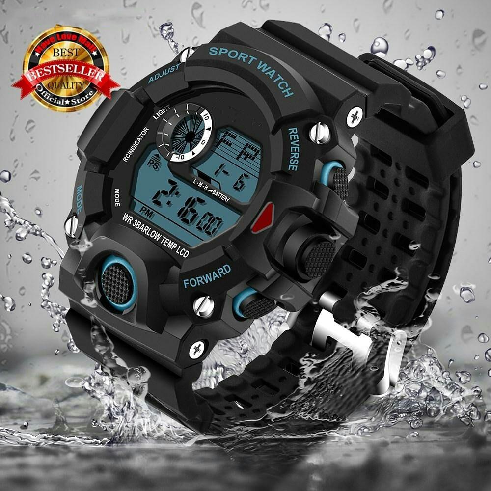 Original sport 1384 Jam Tangan Pria Army Sport Digital LED Silikon PU 54 mm - Anti Air 50 M Renang - Water Resistant Watches