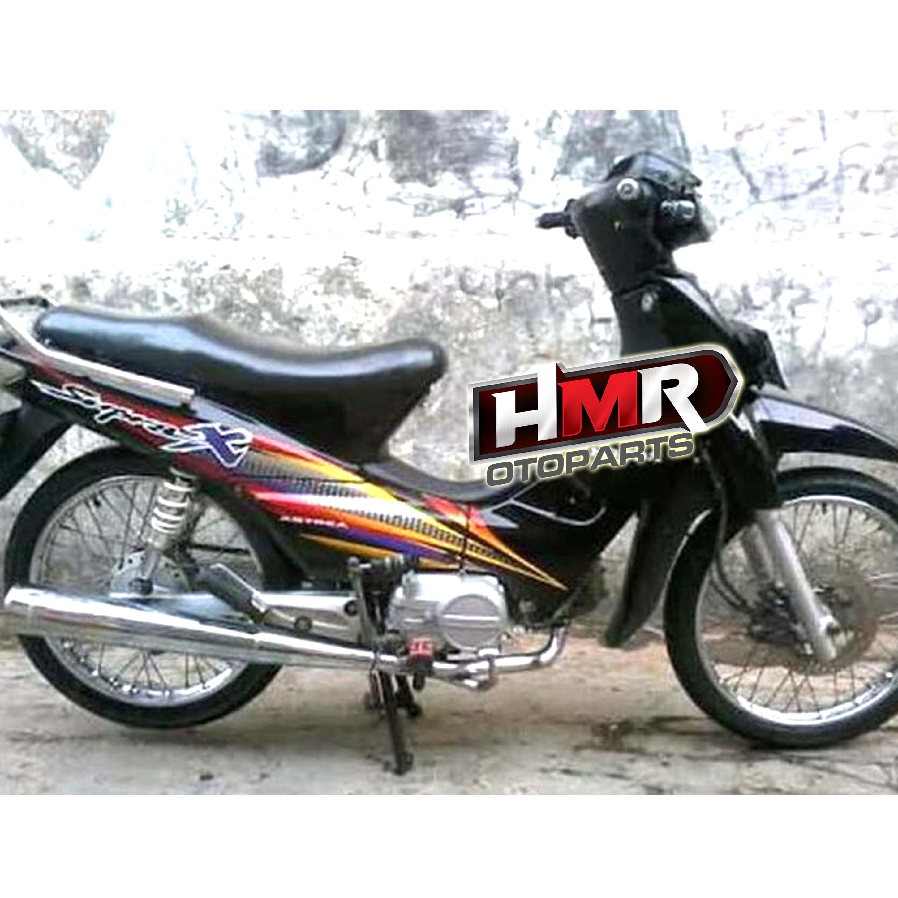 Striping Honda Supra X 110 2002 2003 Stiker Body Standar Hitam Merah Lazada Indonesia