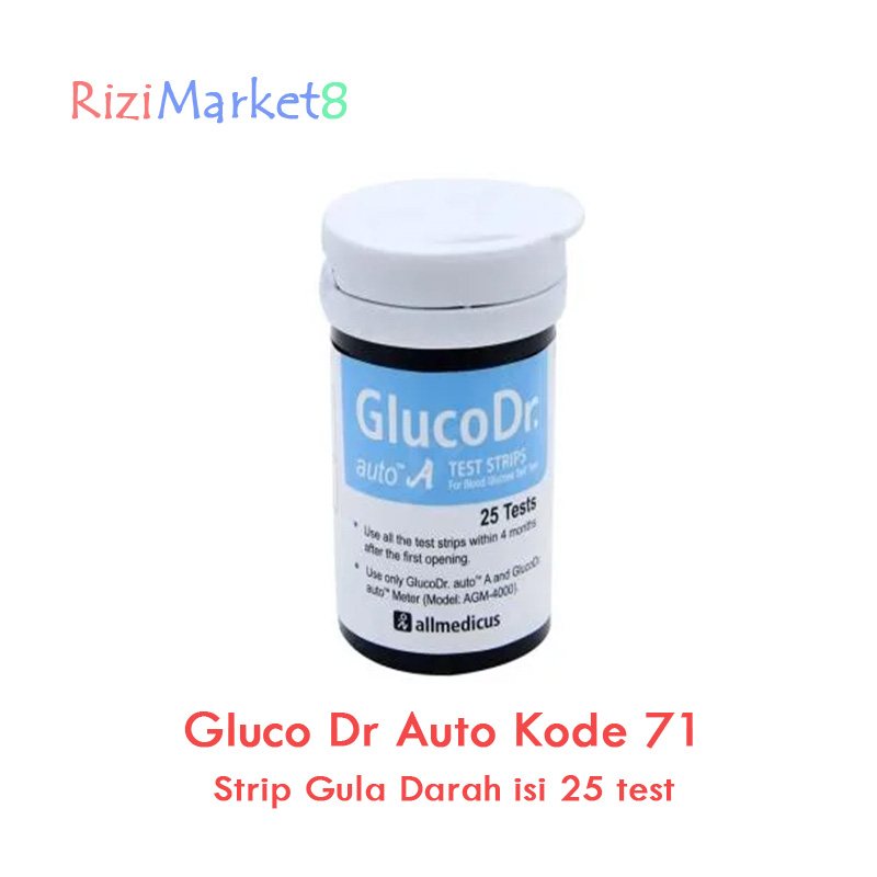 Strip GlucoDr Auto AGM 4000 Strip Gula Darah Gluco dr Auto Kode 71 25 test / 50 test strip